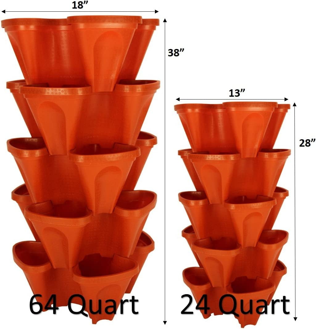 Large 64 Quart 5-Pack - Grow More in Less Space - Plant Pots and Stack ...
