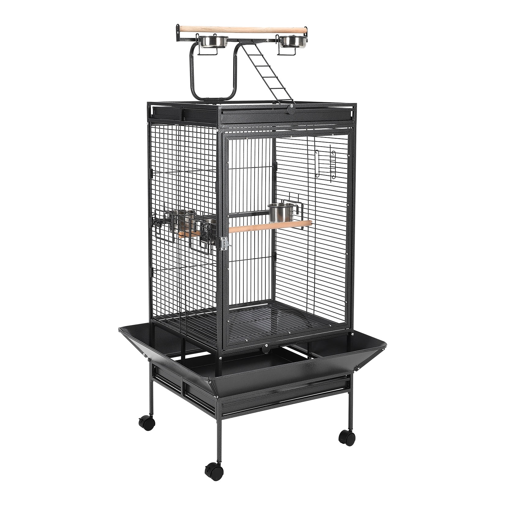 Large 65" Heavy-Duty Parrot Cage with Acrylic Door & Play Top – Perches, 4 Stainless Steel Bowls, 360° Wheels, Escape-Proof, Easy Clean, For Macaws, Cockatoos, Greys – Model SY-A08A