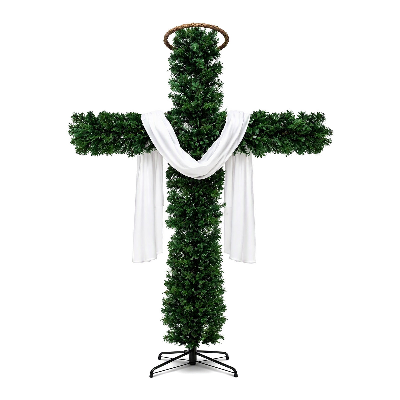 Large 6ft Cross Christmas Tree, Included White Silk Scarf & Crown ...