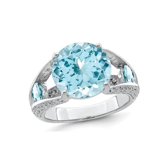 Large 7.40 Carat (Ctw) Swiss Blue Topaz Ring in Sterling Silver