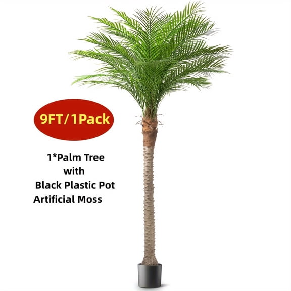 Large 7-9ft Artificial Palm Trees with Pot, UV Resistant Faux Palm for Indoor/Outdoor, Realistic Leaves for Patio, Garden, Pool, Home Decor