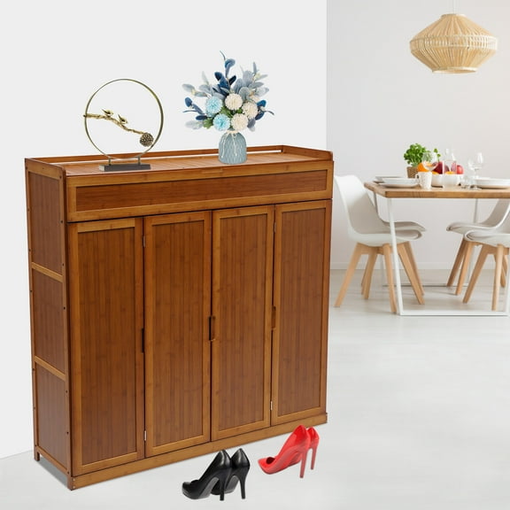 Large 7 Tier Bamboo Shoe Storage Cabinet Boots Shoes Rack Organizer 46*13*45.3in for Entryway ,Living Room