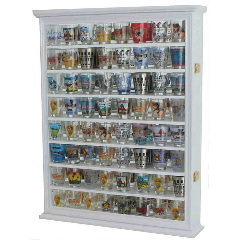 XL Shot Glass Shotglass Display Case Rack Holder Cabinet W/ Mirror