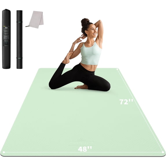 Large 72 x 48 Inch Extra Thick 6mm Workout Yoga Mat with High-Density TPE Cushioning for Joint Protection