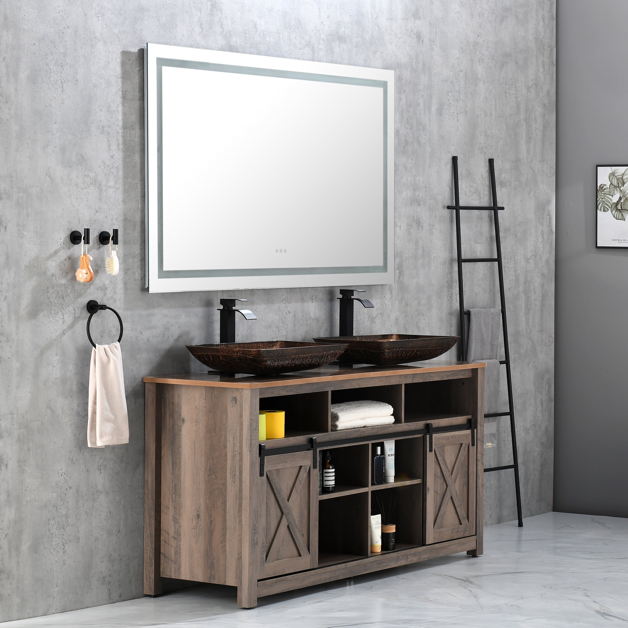 Large 72x36 Inch LED Bathroom Mirror with Anti-Fog Lights, Wall Mounted ...