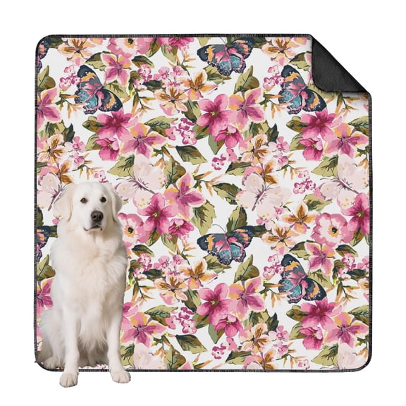 Large 72x72 Inch Pet House Training Pads, Washable Dog Pee Pads with Quick-Dry Surface, Durable Mat with Flower Print for Frequent Use