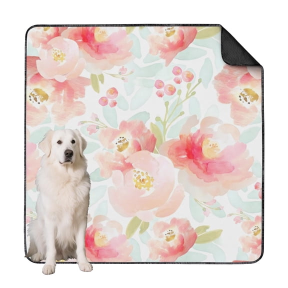 Large 72x72 Inch Washable Dog Pads Reusable, Super Absorbent Potty Training Mat with Flower Print, Skid Resistant Bottom for Crate Training & Kennels