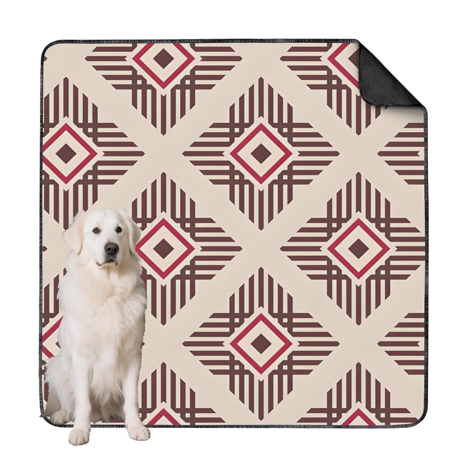 Large 72x72 Washable Puppy Pad, Boho Chic Non-Skid Dog Mat, Waterproof Reversible Pet Training Pad for Indoor Floor Cover
