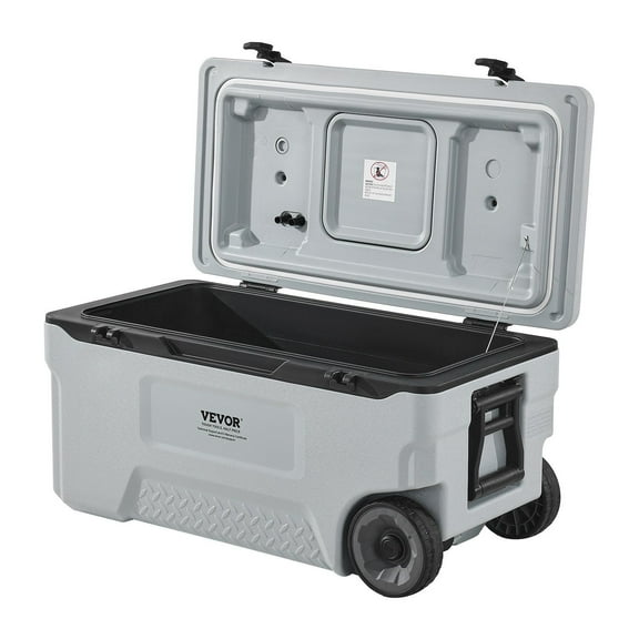 Large 74 QT Insulated Wheeled Cooler with Cup Holder, Portable Design Holds Up to 120 Cans, Perfect for Beach Trips