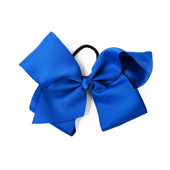 Large 8 Inch Grosgrain Ribbon Hair Bow with Ponytail (Royal Blue)