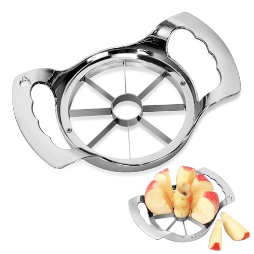 Large 8 Slices Apple Slicer and Corer Sharp Heavy Duty Stainless Steel Apple Cutter Easy to Use Apple Corer Tool for Oranges and Pears,Silver,OB-1026B