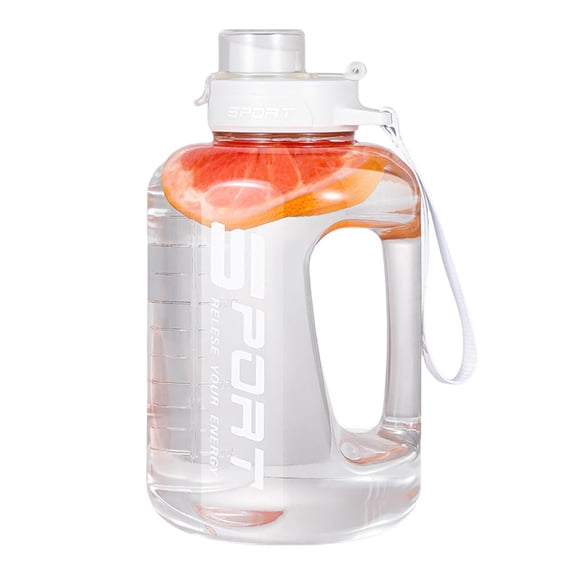 Large 85 Fl Oz Water Bottle with Straw, BPA Free Gym Hydration, Portable Handle for Sports & Fitness, Dual Drinking Lid Design, White