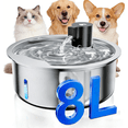 thumbnail image 1 of Large 8L Stainless Steel Pet Water Fountain with 16 Filters for Cats & Dogs, Automatic Water Dispenser for Multi-Pet Homes, Quiet, Easy to Clean, 1 of 8