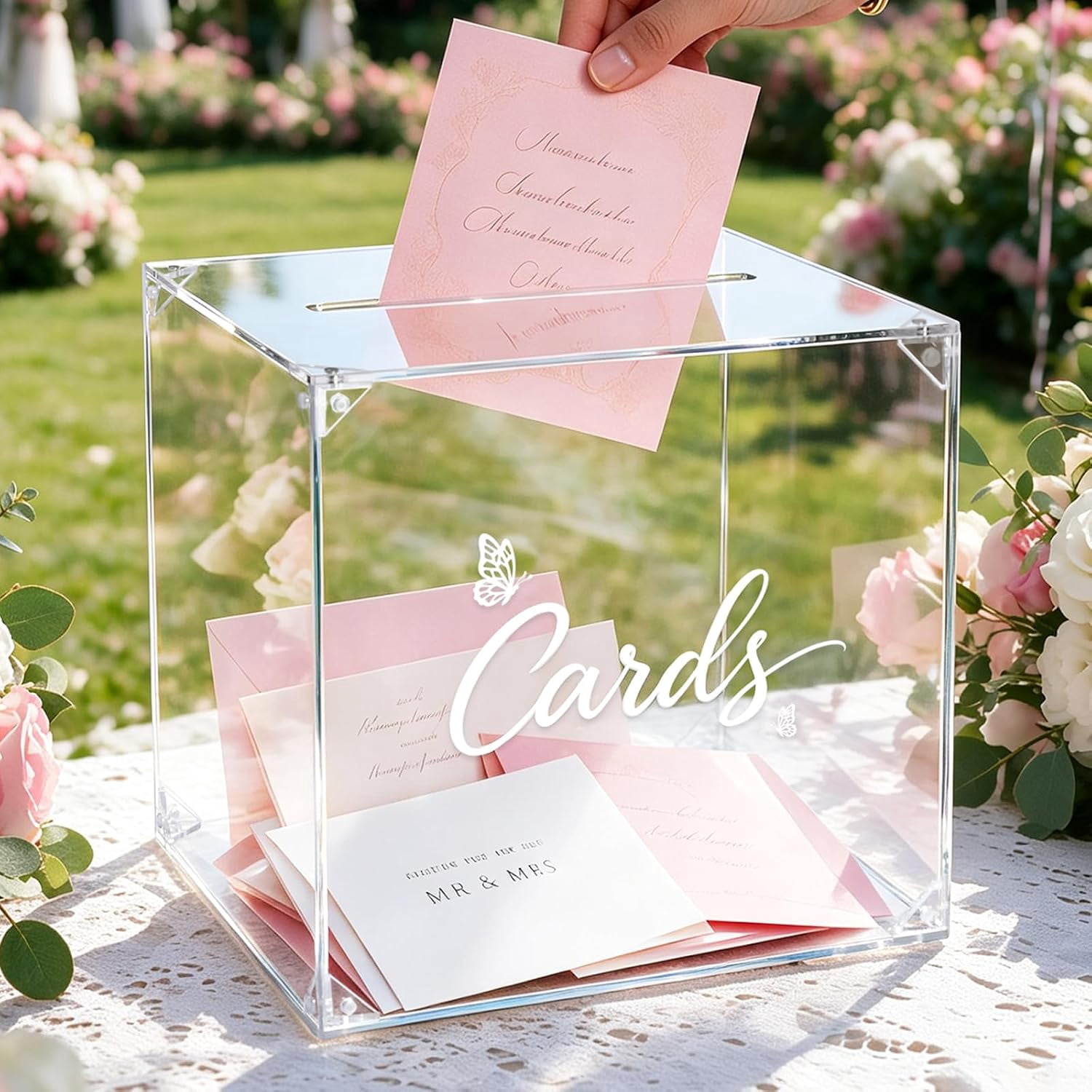 Large 9.45inch Clear Acrylic Card Box with Slot for Events Party | 3mm ...