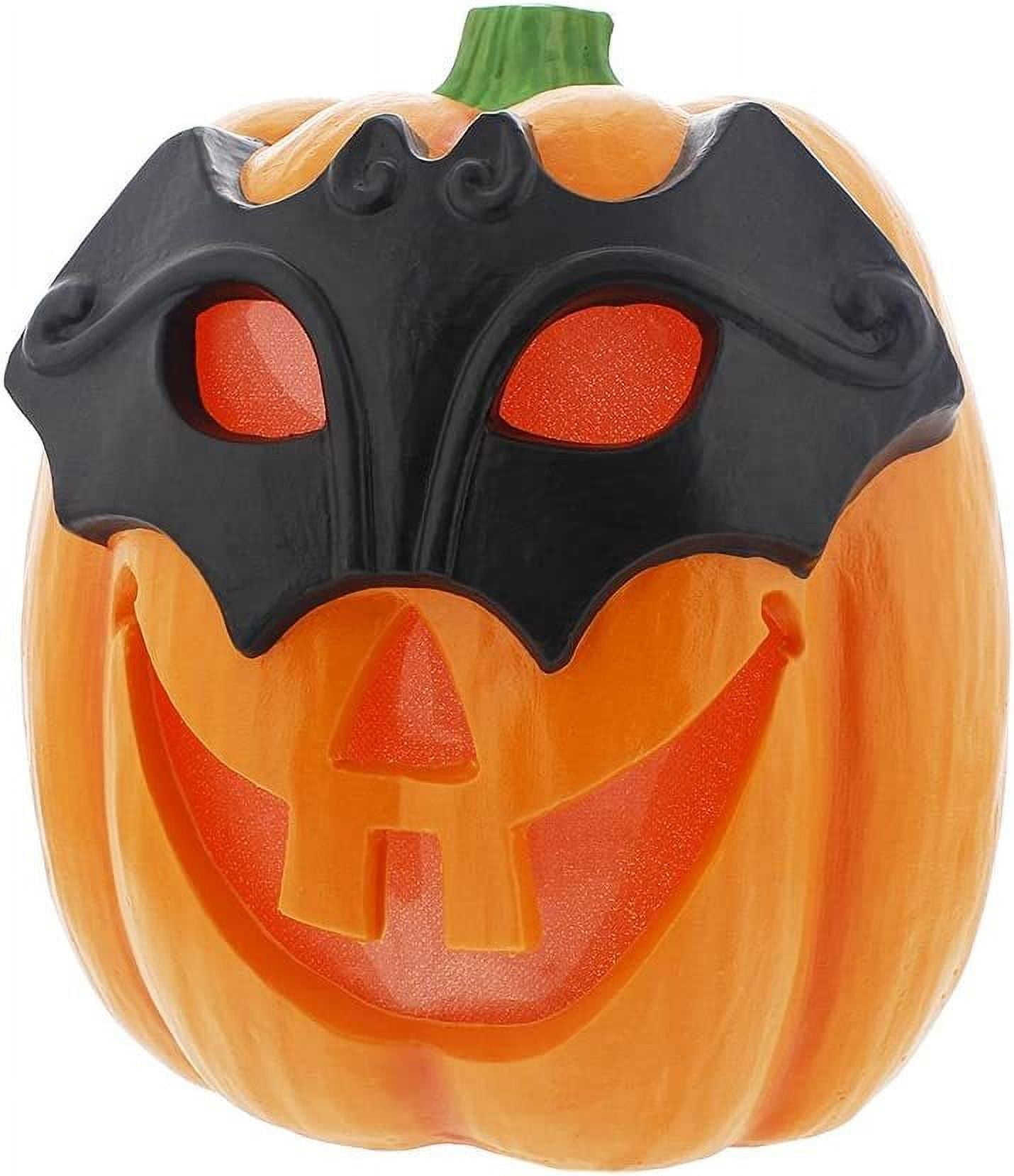 Large 9.5 Masquerade / Masked Pumpkin Jack-O-Lantern Halloween Decoration  Color Changing LED Light, 8.5L x 8W x 9.5h 