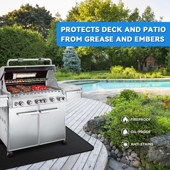 Large 90 x 48 inch Under Grill Mats for Outdoor Grill, Double-Sided Fireproof Deck Protector Mat, Waterproof Oil-Proof BBQ Floor Pad Indoor Fire Pit Fireplace Mat