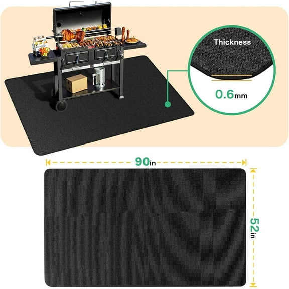 Large 90 x 52 inches Under Grill Mats for Outdoor Grill | Double-Sided Fireproof | Waterproof | Oil-Proof | Easy to Clean | Indoor Fireplace/Fire Pit Mat | Quality BBQ Mat for Deck