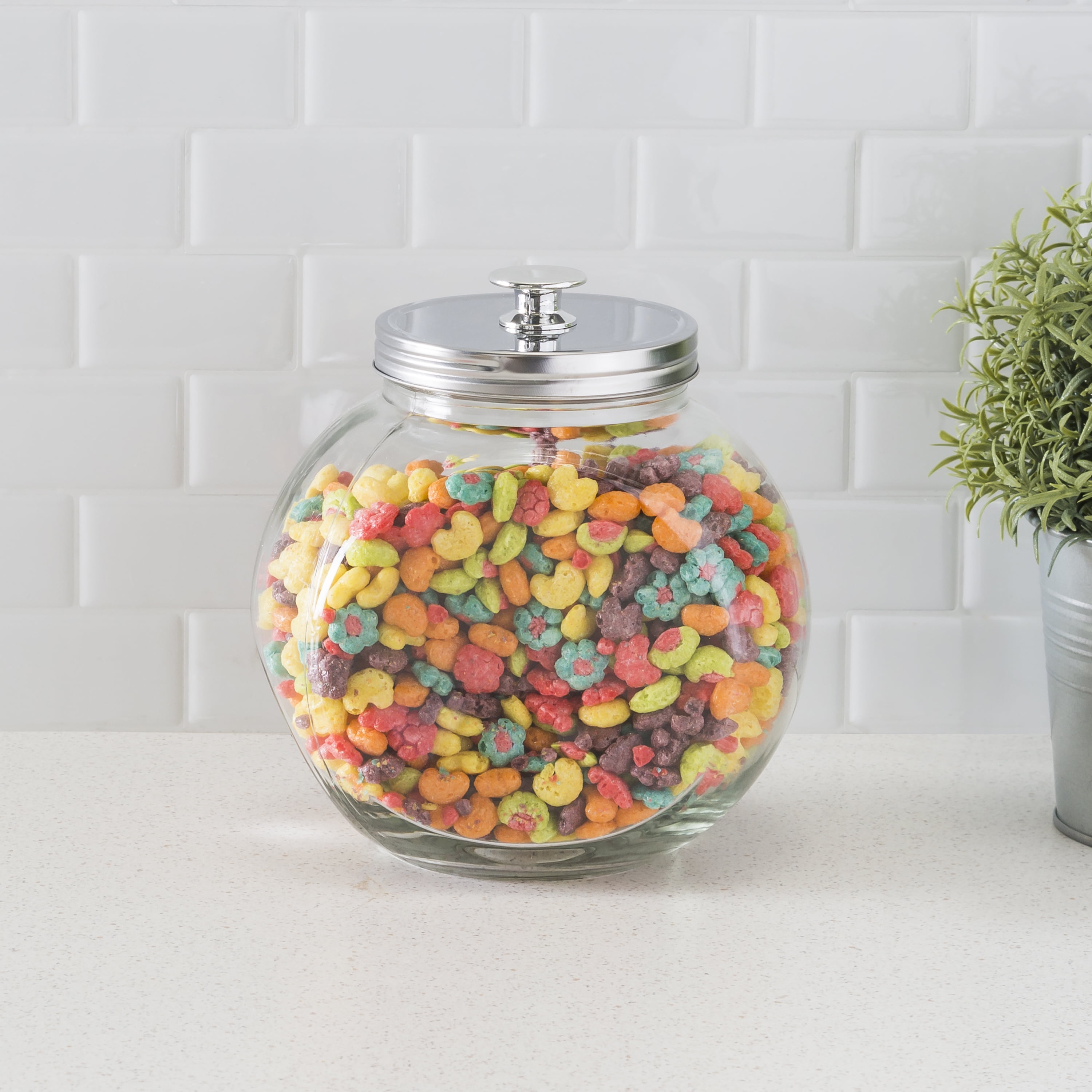 Glass Round Candy Jar with Lid 1-Gallon Size • Oh! Nuts®