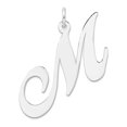 thumbnail image 1 of Large 925 Sterling Silver Rhodium Plated Fancy Script Letter M Initial Charm 34.92x25.29mm Wide 0.43mm Thick Pendant Nec, 1 of 2