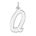 thumbnail image 1 of Large 925 Sterling Silver Rhodium Plated Script Letter Q Initial Charm 25.92x11.58mm Wide 0.46mm Thick Pendant Necklace, 1 of 2