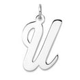 thumbnail image 1 of Large 925 Sterling Silver Rhodium Plated Script Letter U Initial Charm 26.27x14.78mm Wide 0.46mm Thick Pendant Necklace, 1 of 2