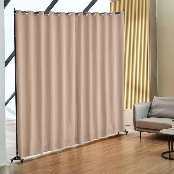 Large 96x120 Inch Room Divider with Wheels, Portable Privacy Screen Panel for Office, Bedroom, Dining Room, and Study, Brown