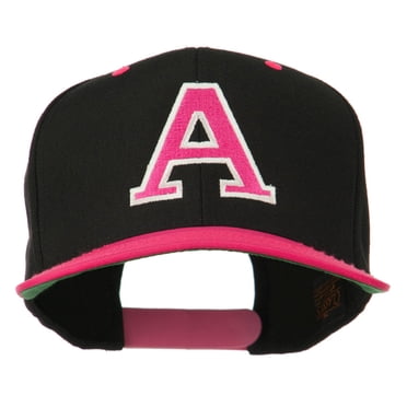 Large A Embroidered Snapback Cap - Pink Black OSFM