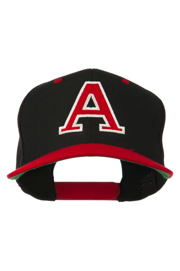 Large A Embroidered Snapback Cap - Red Black OSFM