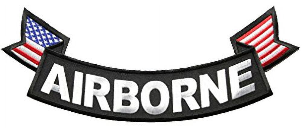 Large AIRBORNE Bottom Rocker Patch with USA Flags for Jacket - Color ...