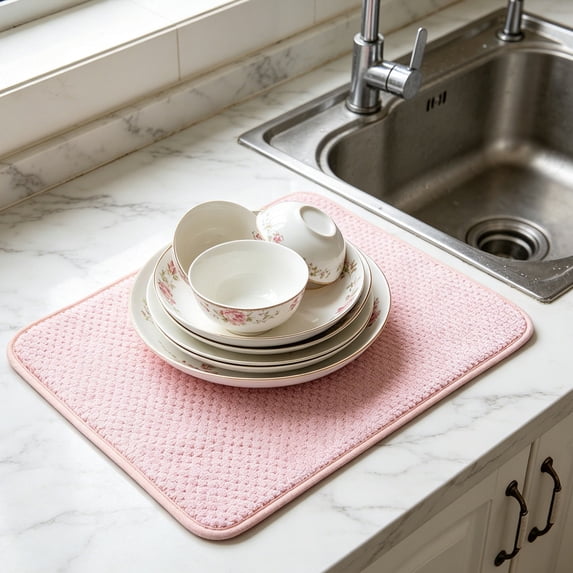 Large Absorbent Microfiber Dish Drying Mat, 20x15 Inch Kitchen Counter Drainer Pad, 38x50cm, 1 Mat