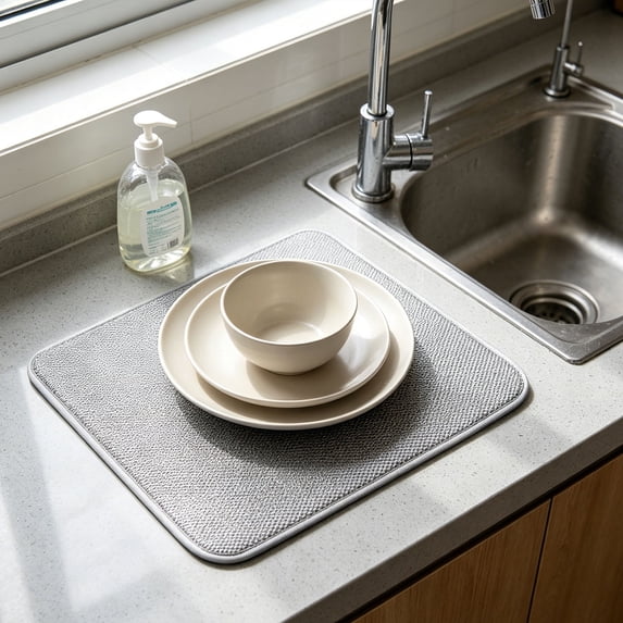 Large Absorbent Microfiber Dish Drying Mat, 20x15 Inch Kitchen Counter Drainer Pad, 38x50cm, 1 Mat
