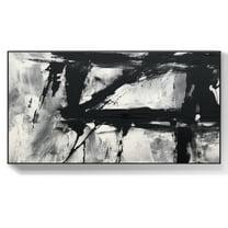 Large Abstract Canvas Wall Art Black and White Oil Painting Modern Handmade Oil Painting Large Black and White Wall Art Home Decor,Unstretched,Frameless,(41*61cm)16*32Inches