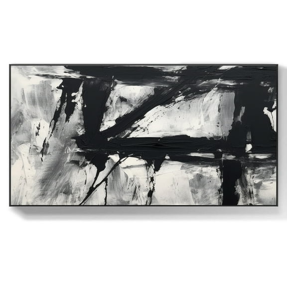 Large Abstract Canvas Wall Art Black and White Oil Painting Modern Handmade Oil Painting Large Black and White Wall Art Home Decor,Unstretched,Frameless,(41*61cm)16*32Inches