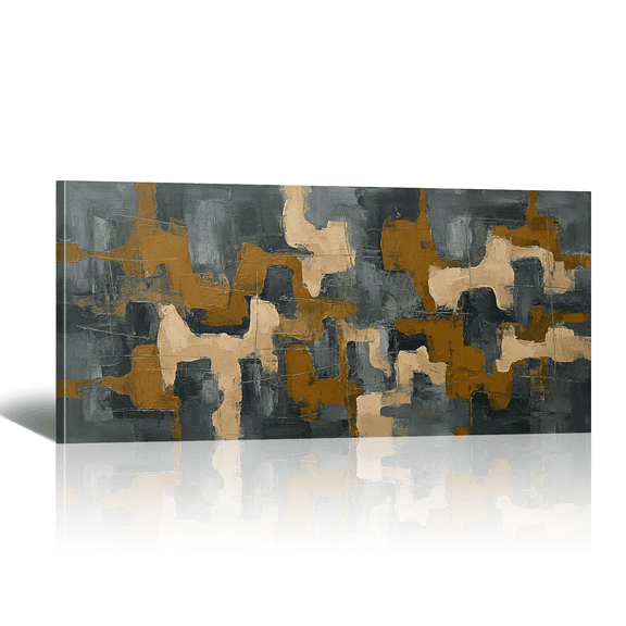 Large Abstract Canvas Wall Art with Horizontal Brown Beige Picture Print, Modern Minimalist Artwork Neutral Paintings for Living Room Bedroom Home Office Decor