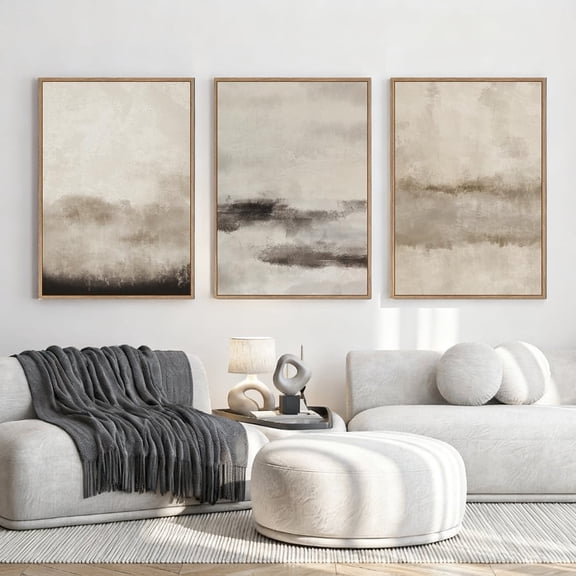 Large Abstract Canvas Wall Art Minimalist Watercolor Wall Decor Modern Neutral Framed Art Painting Set of 3 for Living Room Bedroom Dining Room Office 24"x36".