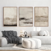 Large Abstract Canvas Wall Art Minimalist Watercolor Wall Decor Modern Neutral Framed Art Painting Set of 3 for Living Room Bedroom Dining Room Office 24x36.