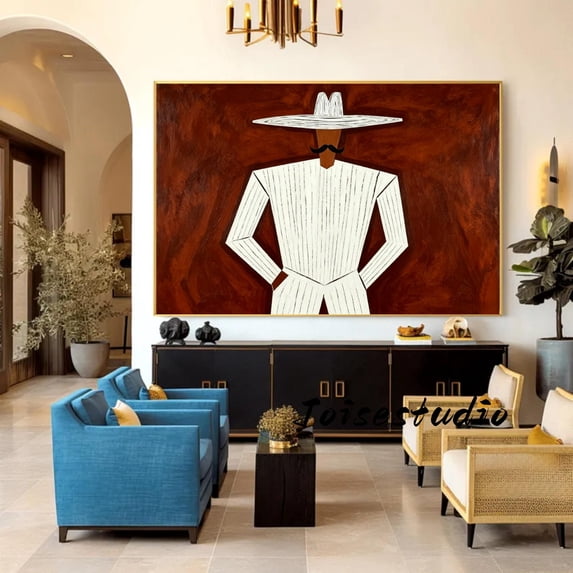 Large Abstract Cowboy Western Portrait Wild West Art Poster , Poster ...