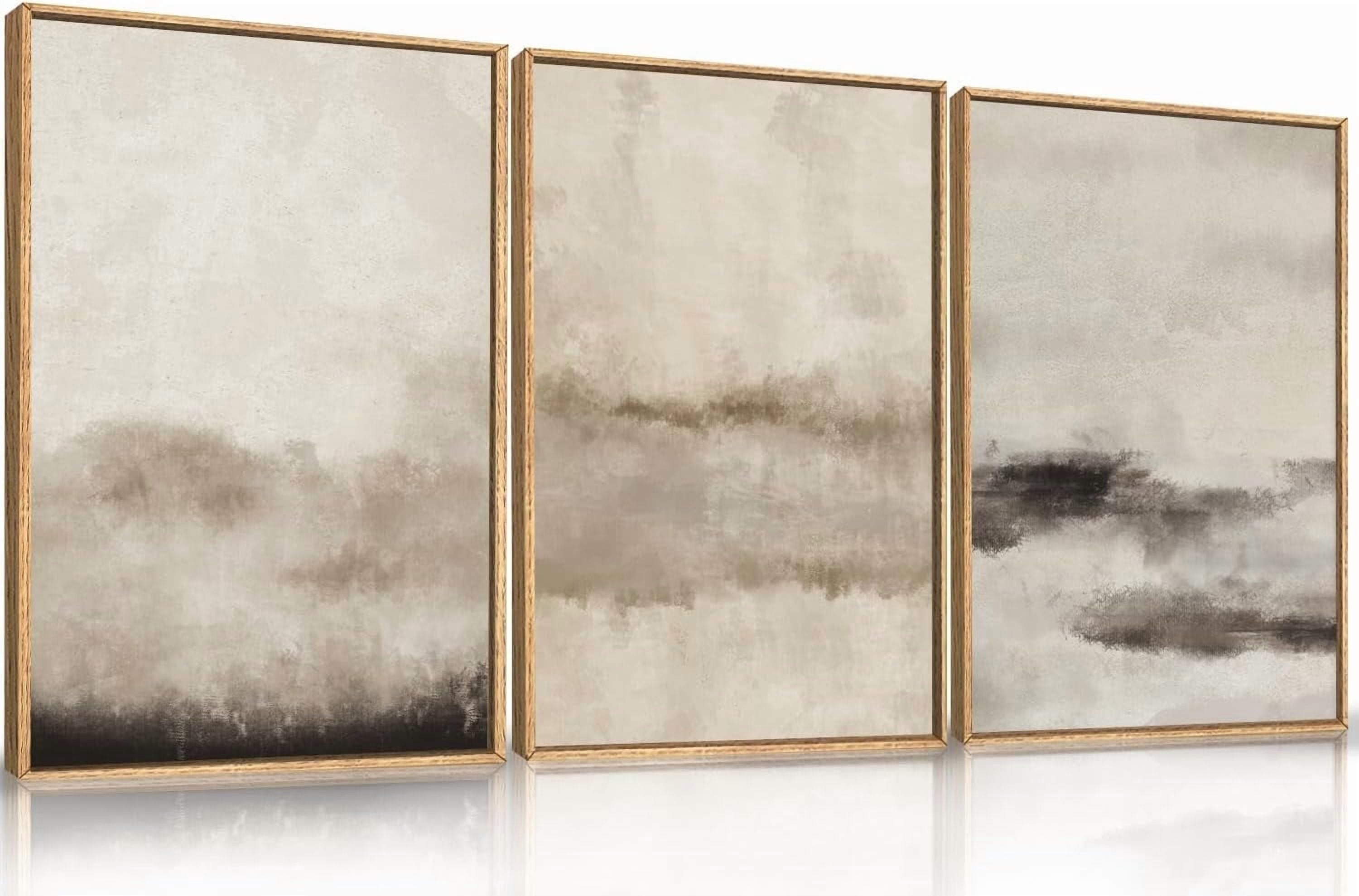 Large Abstract Framed Canvas Wall Art Set,Minimalist Beige Gray Pastel Watercolor Wall Decor,Modern Illustration Neutral Art Painting for Living Room,Bedroom,Dining Room,Office -16"x24"x3