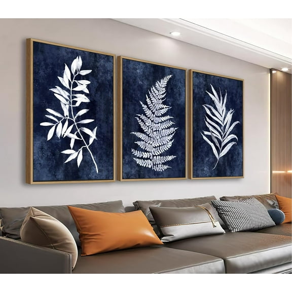 Large Abstract Framed Wall Art - Natural Float Framed Canvas Pictures Wall Art Prints for Living Room Decor Rustic Artwork Brown for Bedroom Kitchen Home Office Decoration 48" X 24" Set of 3