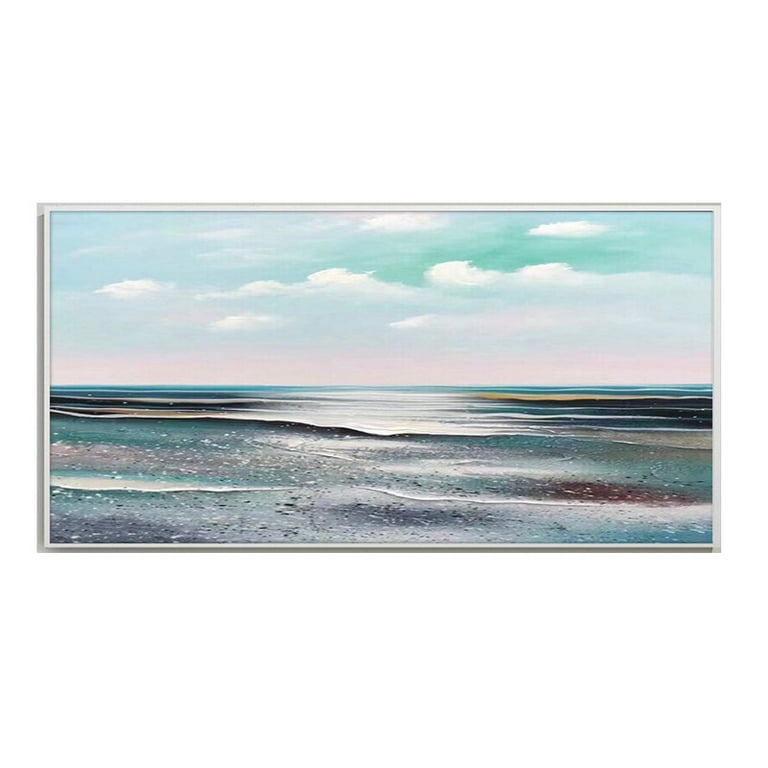 Green Big Sea Wave Seascape Oil Painting on outlets Canvas, Large Original Ocean Beach Landscape Acrylic Painting, Living Room Wall Art Home Decor