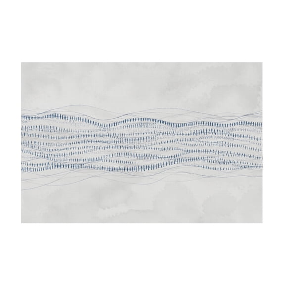 Large Abstract Navy Blue and White Geometric Waves Lines Dots Canvas Wall Art for Living Room Bedroom Office 12*18in