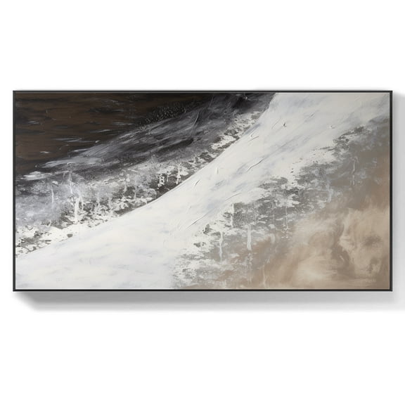 Large Abstract Ocean Oil Painting Black and White Textured Cancas Wall Art Original Oil Painting On Canvas Large Living Room Wall Art,Unstretched,Frameless,(41*61cm)16*32Inches