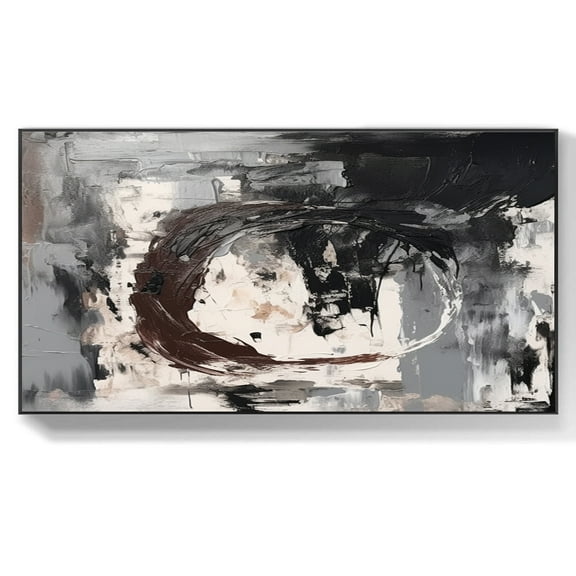 Large Abstract Oil Painting Black Gray Textured Painting Abstract Black Gray White Textured Wall Art Modern Living Room Wall Decor,Unstretched,Frameless,(41*61cm)16*32Inches