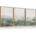 thumbnail image 1 of Large Abstract Sage Green Framed Canvas Wall Art,Neutral White and Grey Wall Decor,Modern Pastel Wall Painting,Illustrations Artwork for Living Room,Bedroom,Dining Room,Office -16"x24"x3, 1 of 6