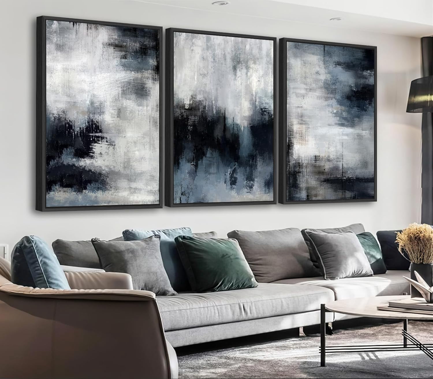 Large Abstract Wall Art - Natural Canvas Pictures for Living Room Modern Canvas Prints Retro Brown for Bedroom, Black Float Art for Home Office Kitchen Decor Unframed