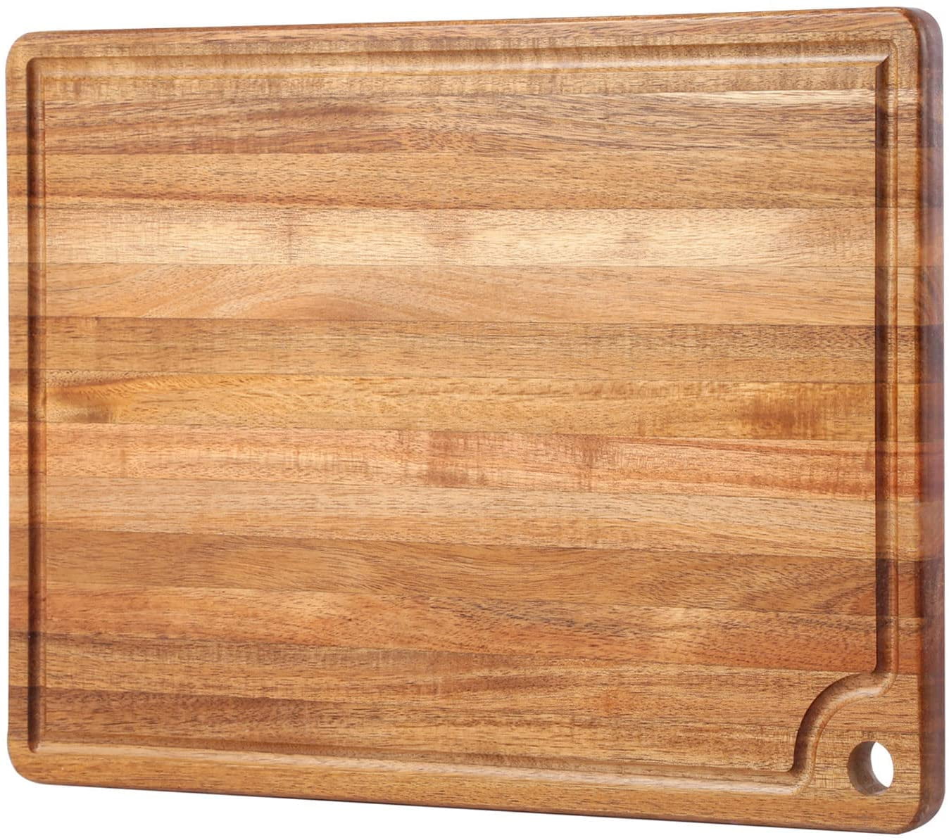 Large Acacia Wood Cutting Board with Juice Groove and Handle Hole