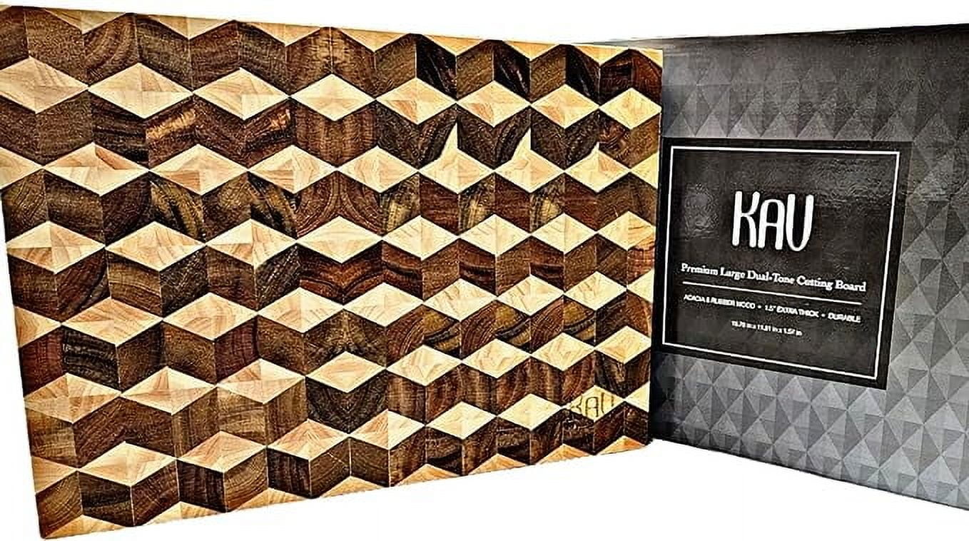 Large Acacia Wood Cutting Board for Kitchen, KAV Wooden Cutting Boards for Countertop, Use to Cut Bread, Meat, Cheese, Vegetables Diamond Lattice Design Block for Dicing Cutting Chopping