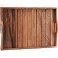 thumbnail image 1 of Large Acacia Wooden Serving Tray with Handles 20 x 14 inch Decorative Coffee Table Ottoman Tray for Living Room Extra Large for Kitchen Dinner Food Bar Breakfast in Bed (Color Natural), 1 of 14