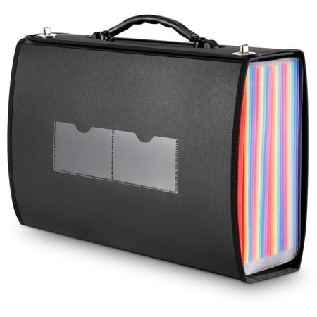 Large Accordion File Organizer with Tabs & Stickers, Legal Size/Letter/A4 Paper 24 Pockets Expanding File Folder with Handle, Portable Document File Folder Organizer for Office Travel