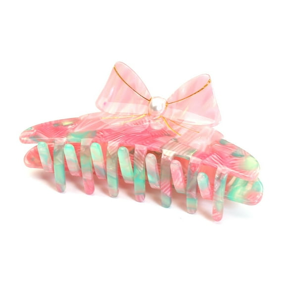 QinGoo Large Bow Hair Claw Clip for Women Non-Slip Thick Long Hair Accessory 1 Count, 4.3 Inch, Light Green